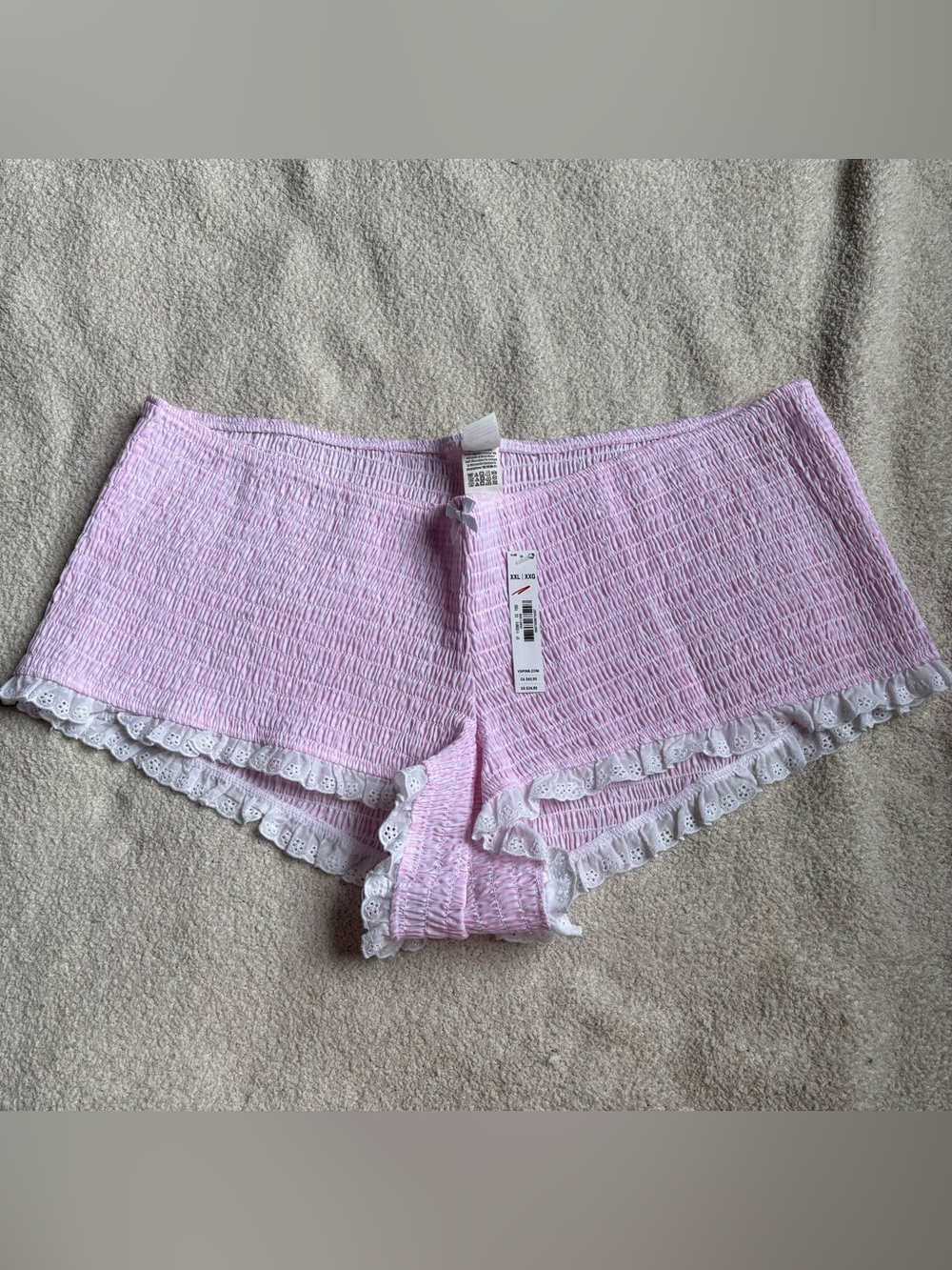 NWT VS PINK x Frankies Bikinis Pink Sand Eyelet Smocked Shorts XXL